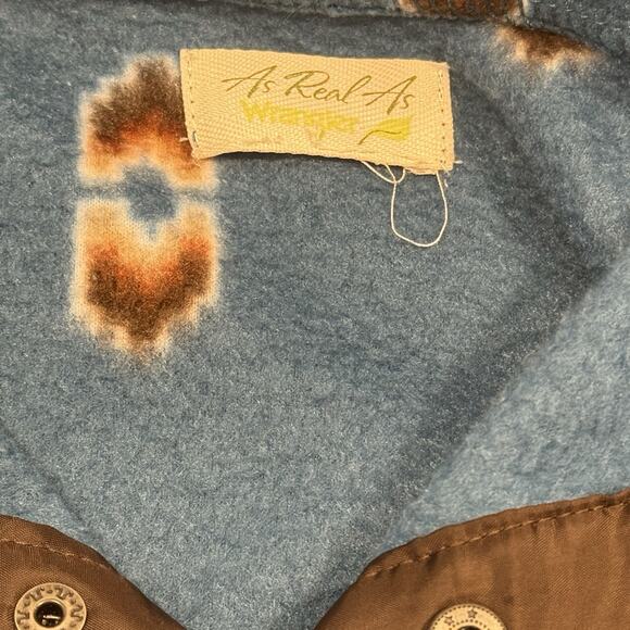Wrangler As Real As Mens Fleece Pullover Sweater Aztec Geometric Blue SZ 18H(L) - Picture 5 of 9